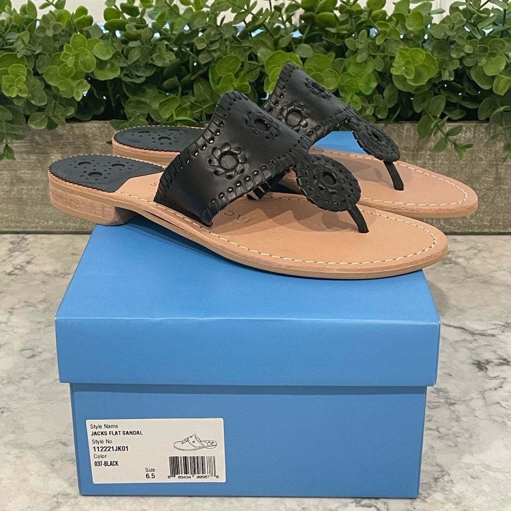 NIB - Jack Rogers Black Leather Sandals